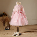 2017 nouvelle année rose duoduo princesse bébé filles robe de soirée taille fleurs enfants manches longues dentelle perles parti fleur filles robes